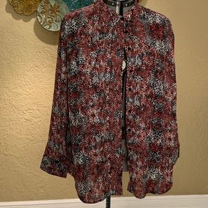 Plus Size Snake Skin Red & Black button down shirt